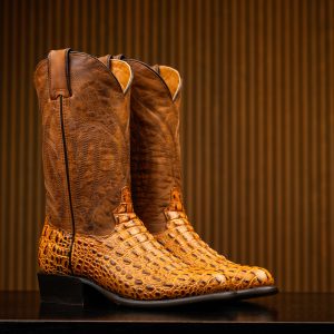 Honey Caiman Horn Back - Round Toe