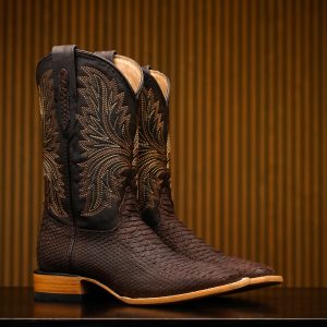 Matte Brown Nubuck Python – Arena Square Toe