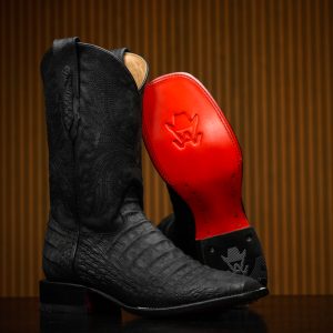 Matte Black Caiman Belly - Arena Square Toe