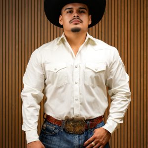 Ivory Solid Long Sleeve Pearl Snap Button Up Shirt