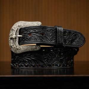 Alfa Signature Black Hand-Tooled Belt