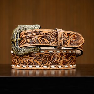 Alfa Signature Natural Hand-Tooled Belt