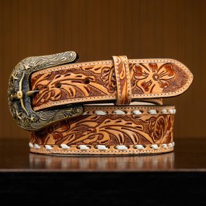 Alfa Signature Natural Hand-Tooled Belt